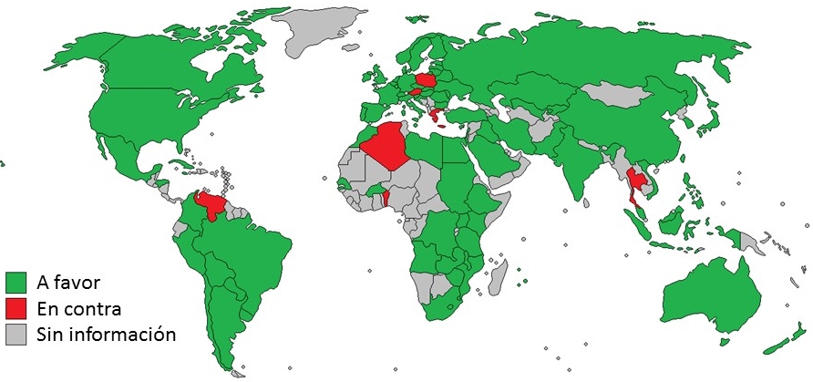 Países con legislación a favor y en contra de la comercialización de transgénicos